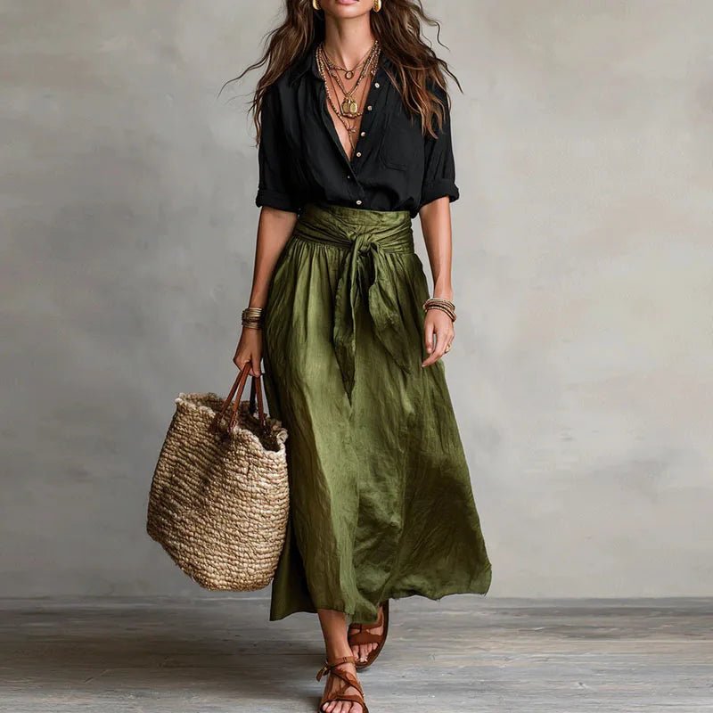 Miss | Co-ord set Dames Zomer Relaxed Midi - Linnen - Miss Madera MIS-VX2DO4