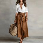 Miss | Co-ord set Dames Zomer Relaxed Midi - Linnen - Miss Madera MIS-9A9EPS