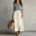 Miss | Co-ord set Dames Zomer Relaxed Midi - Linnen - Miss Madera MIS-WGJ2DN