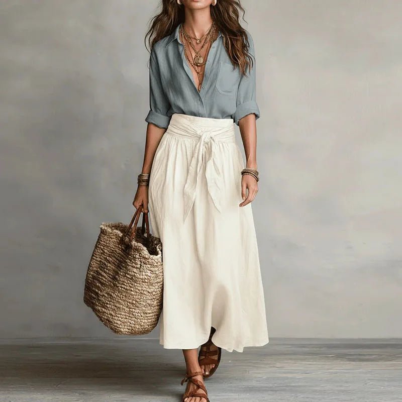 Miss | Co-ord set Dames Zomer Relaxed Midi - Linnen - Miss Madera MIS-WGJ2DN