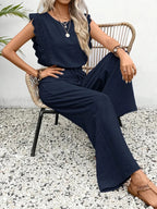 Miss | Co-ord Set Dames Zomer Relaxed - Structuurstof - Miss Madera MIS-KA69KE