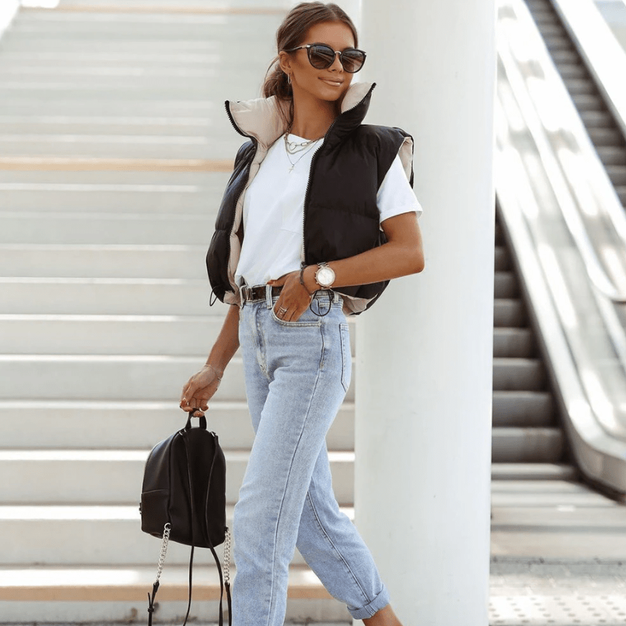 Miss | Cropped Bodywarmer Dames Omkeerbaar - Gewatteerd polyester - Miss Madera MIS-Z2CUCF