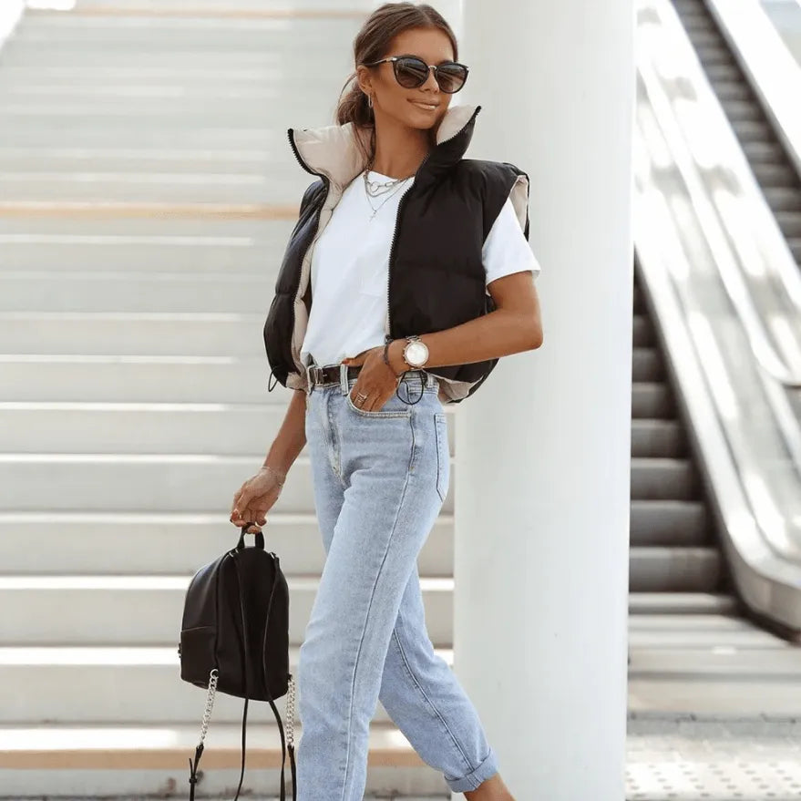 Miss | Cropped Bodywarmer Dames Omkeerbaar - Gewatteerd polyester - Miss Madera MIS-Z2CUCF