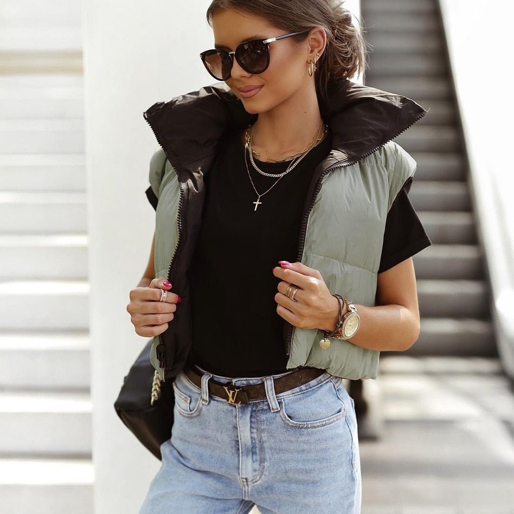 Miss | Cropped Bodywarmer Dames Omkeerbaar - Gewatteerd polyester - Miss Madera MIS-Z2CUCF