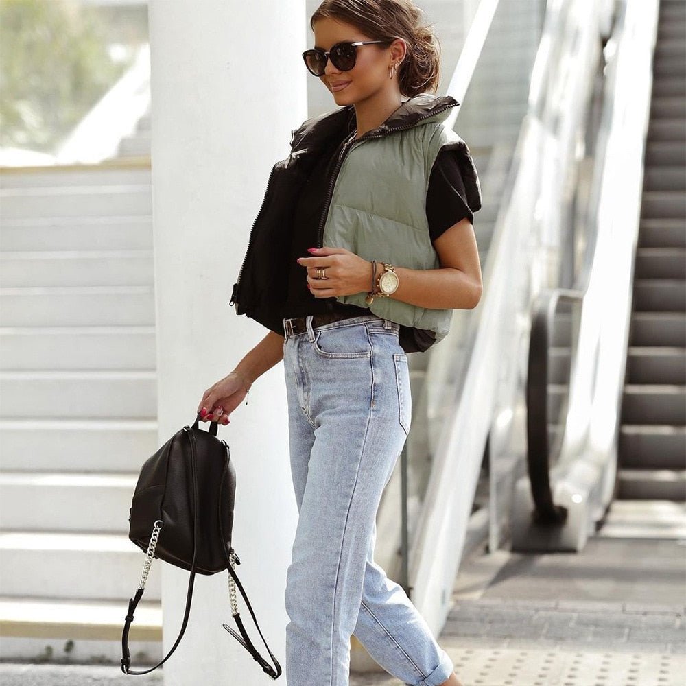 Miss | Cropped Bodywarmer Dames Omkeerbaar - Gewatteerd polyester - Miss Madera MIS-Z2CUCF