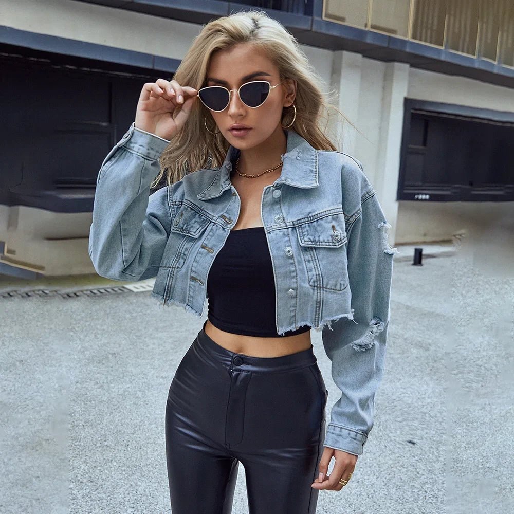 Miss | Denim jacket Dames Kort Cropped - Casual - Miss Madera MIS-WV68WH