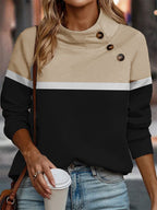 Miss | Hoodie Dames Colorblock Asymmetrische Kraag Relaxed Fit - Miss Madera MIS-DW20YH