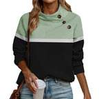 Miss | Hoodie Dames Colorblock Asymmetrische Kraag Relaxed Fit - Miss Madera MIS-3070WI