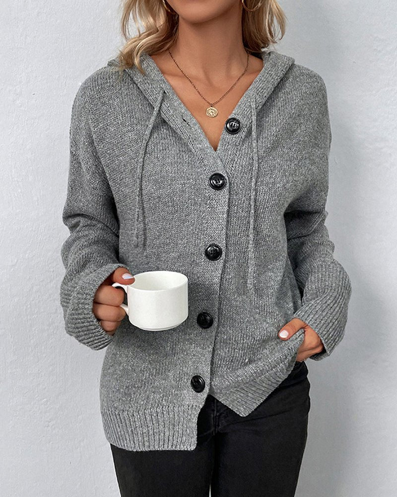 Miss | Hoodie Dames Gebreid Capuchon Knoopsluiting Regular Fit - Miss Madera MIS-GQWQLN