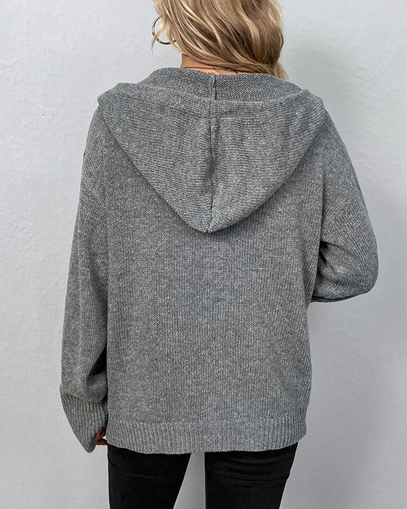 Miss | Hoodie Dames Gebreid Capuchon Knoopsluiting Regular Fit - Miss Madera MIS-GQWQLN