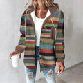 Miss | Hoodie Dames Gestreept Knoopsluiting Contrastkapel - Miss Madera MIS-T7Z859