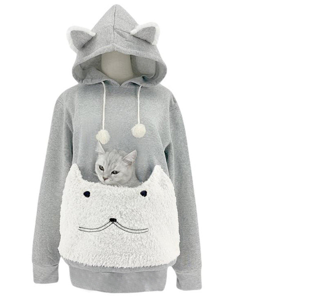 Miss | Hoodie Dames Kattenmotief Capuchon Kangoeroe-zak - Polyester - Miss Madera MIS-G1CTOQ