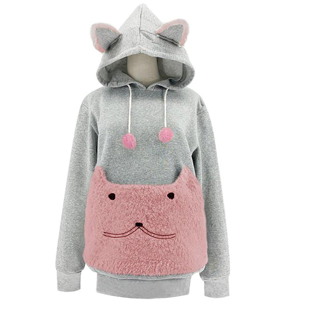 Miss | Hoodie Dames Kattenmotief Capuchon Kangoeroe-zak - Polyester - Miss Madera MIS-ZY13AY
