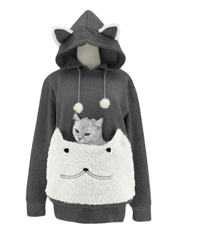 Miss | Hoodie Dames Kattenmotief Capuchon Kangoeroe-zak - Polyester - Miss Madera MIS-ZY13AY