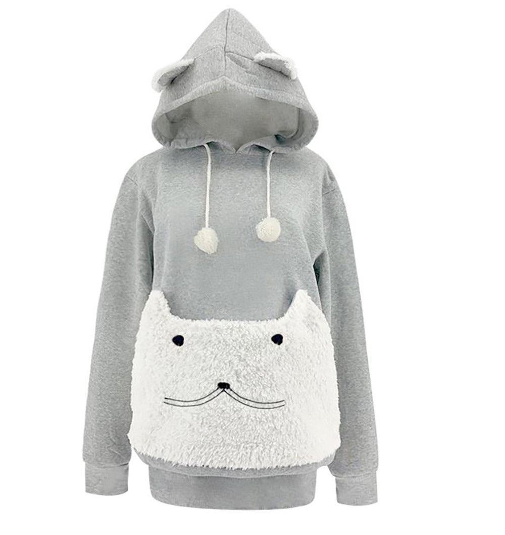 Miss | Hoodie Dames Kattenmotief Capuchon Kangoeroe-zak - Polyester - Miss Madera MIS-ZY13AY