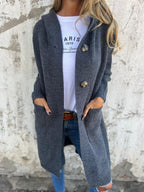 Miss | Hoodie Dames Lang Gebreid Capuchon Voorzakken - Miss Madera MIS-1DWFPD