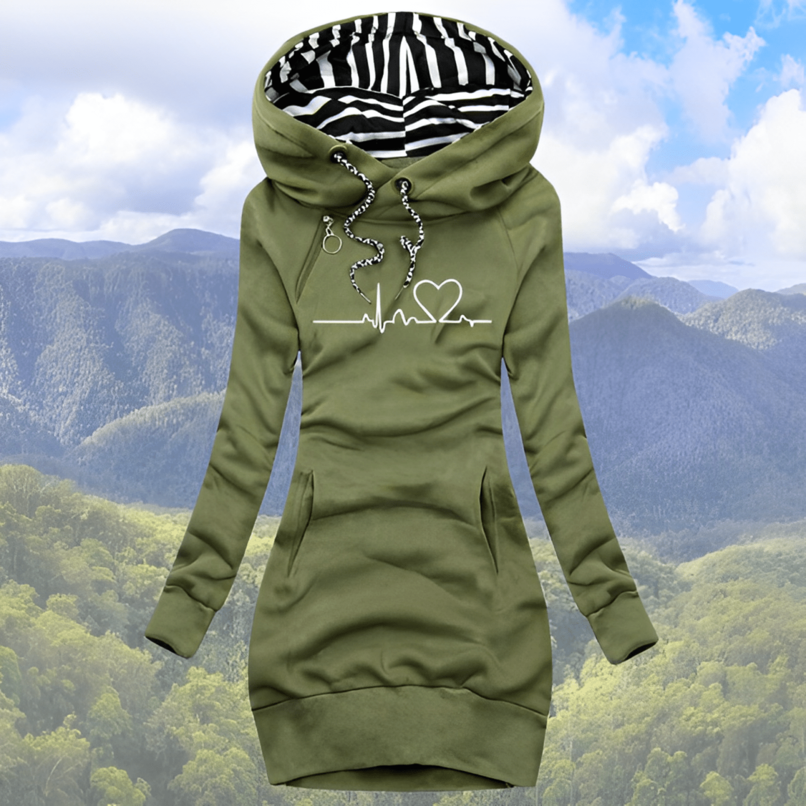 Miss | Hoodie Dames Oversized EKG-print Casual - Katoen - Miss Madera MIS-KTD843
