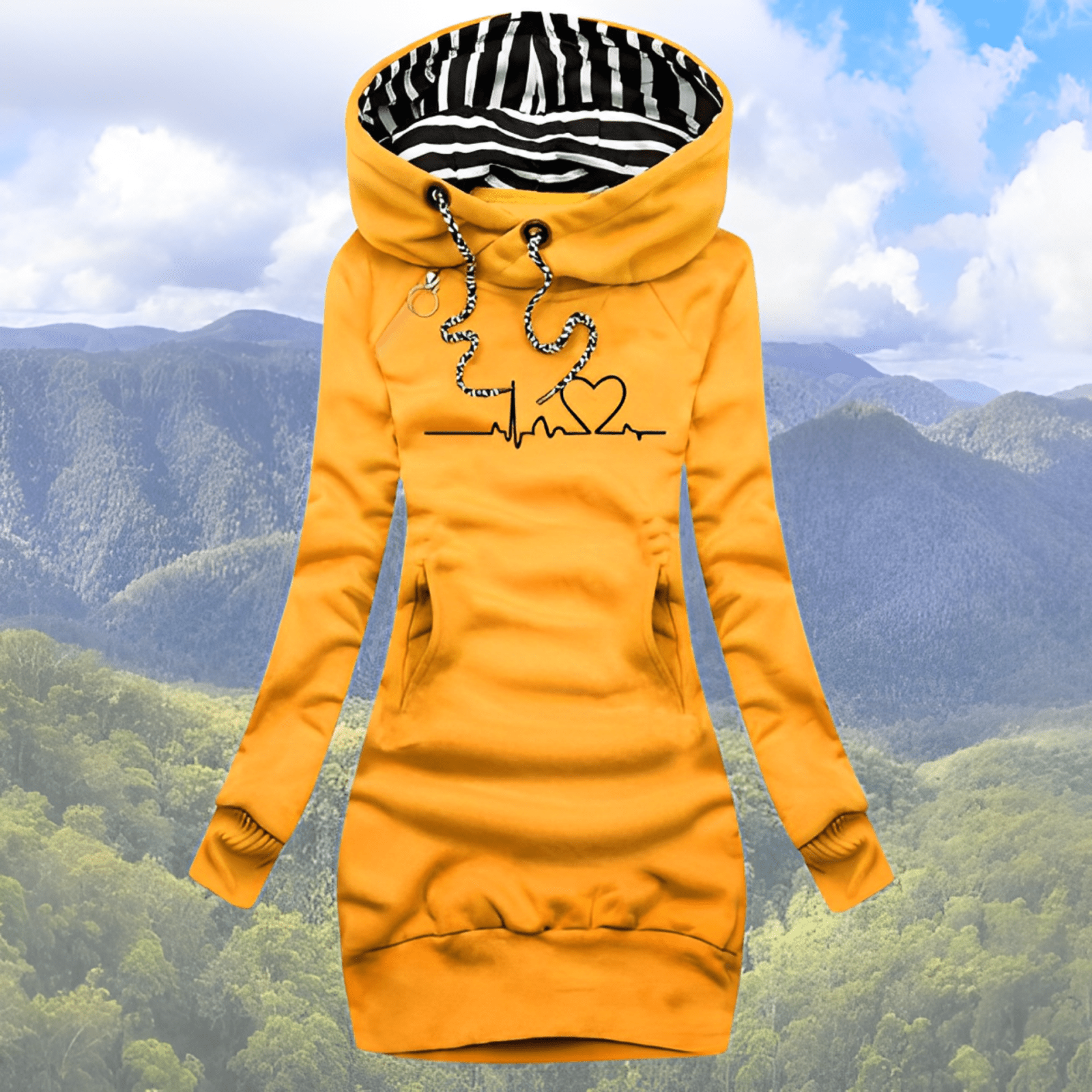 Miss | Hoodie Dames Oversized EKG-print Casual - Katoen - Miss Madera MIS-HAG3WX