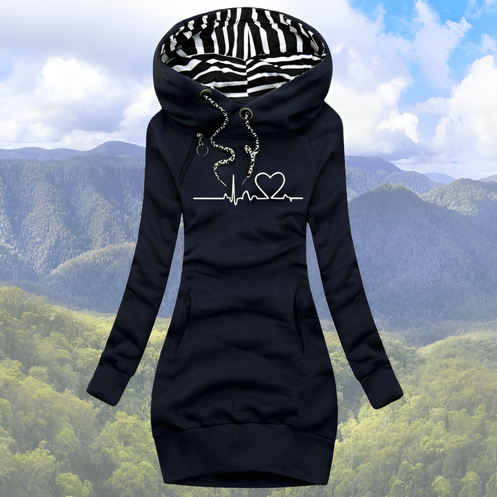 Miss | Hoodie Dames Oversized EKG-print Casual - Katoen - Miss Madera MIS-ME3MAS