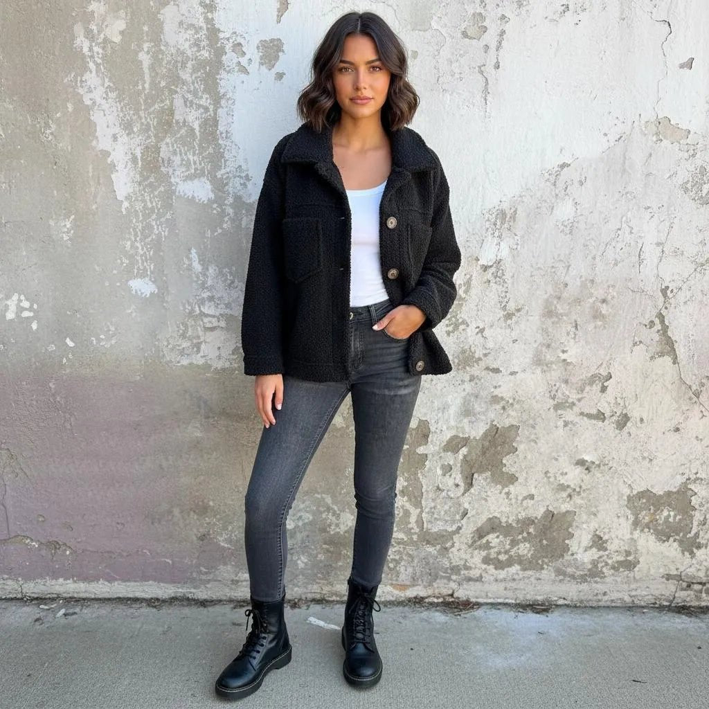Miss | Jacket Dames Casual - Pluche teddy stof - Miss Madera