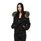 Miss | Jas Dames Bomber Kort Capuchon Duimgat - Polyester - Miss Madera MIS-T681WC