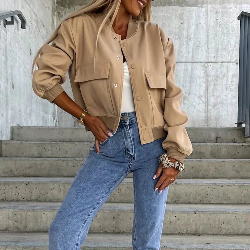 Miss | Jas Dames Bomber Oversized Geribbeld Heuplang - Miss Madera MIS-ROEMX5