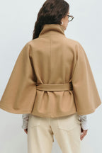 Miss | Jas Dames Cape-stijl Hoge Kraag Strikceintuur - Miss Madera MIS-5F6K9G