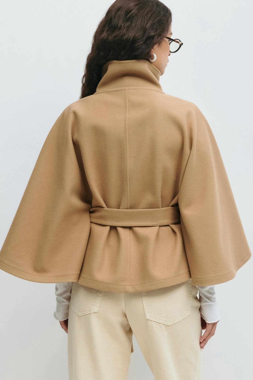 Miss | Jas Dames Cape-stijl Hoge Kraag Strikceintuur - Miss Madera MIS-5F6K9G
