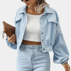 Korte Jas Dames Lanternmouwen Knoopsluiting Licht Oversized - Miss Madera MIS-E4F266