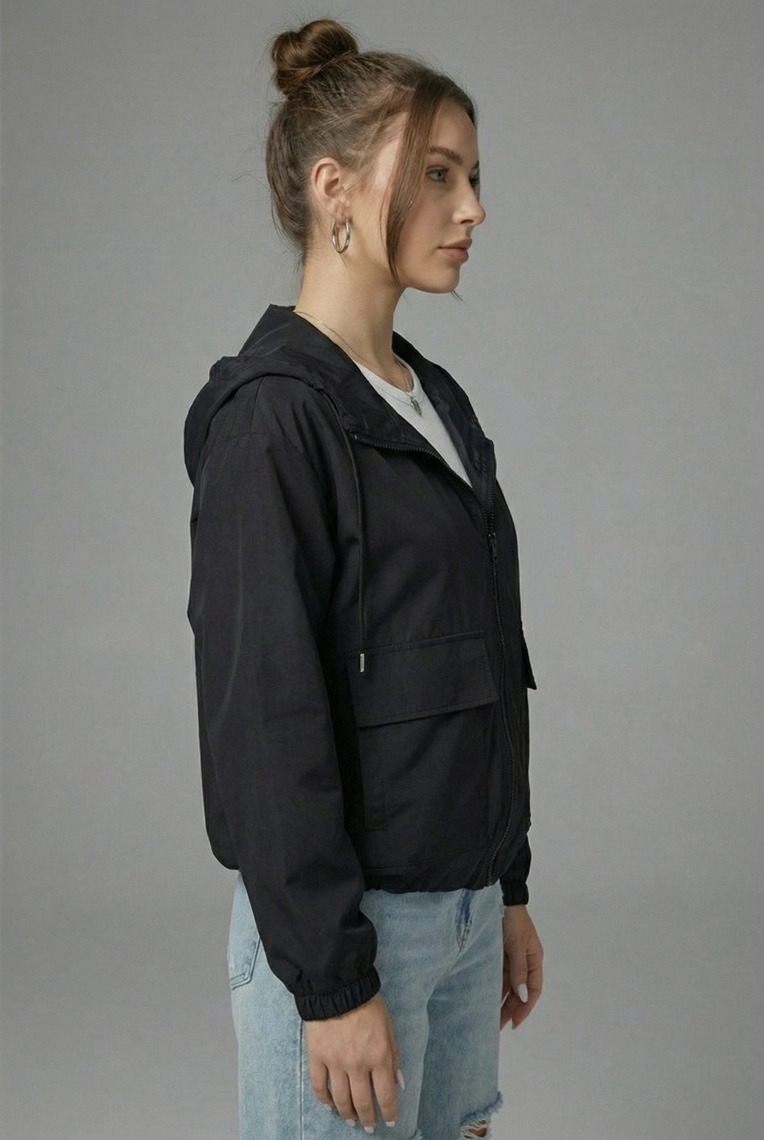 Miss | Jas Dames Cropped Capuchon Rits Casual - Miss Madera MIS-XB9XKS
