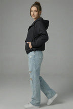 Miss | Jas Dames Cropped Capuchon Rits Casual - Miss Madera MIS-XB9XKS