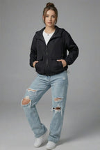 Miss | Jas Dames Cropped Capuchon Rits Sportief - Miss Madera MIS-Z70ZRC