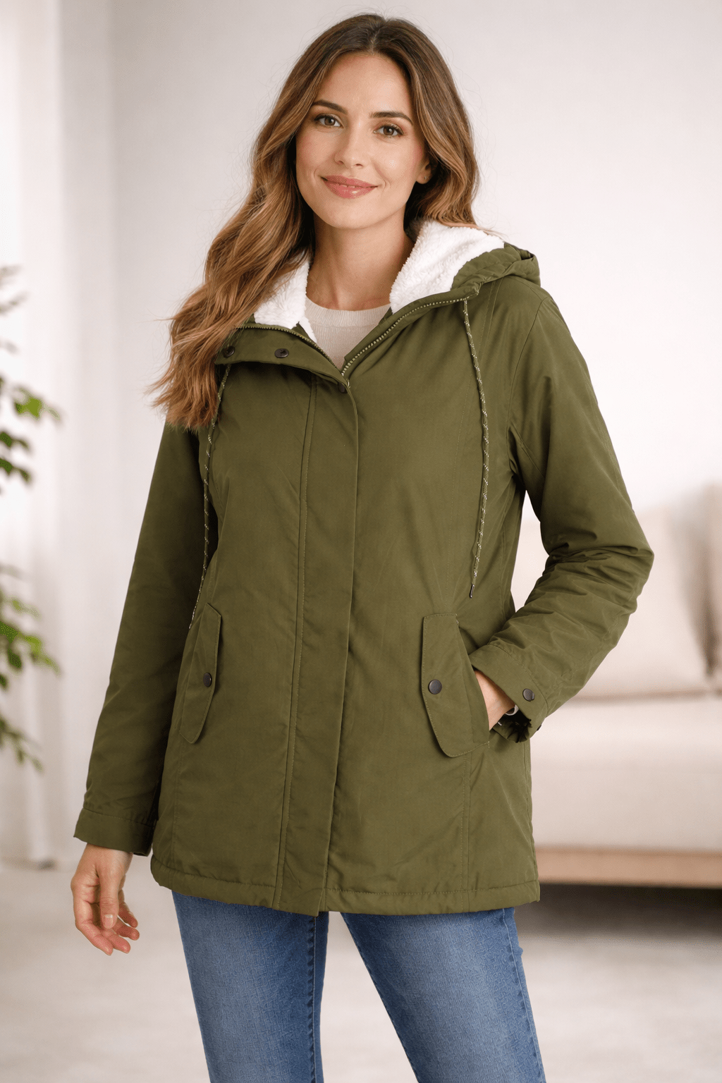 Miss | Jas Dames Gewatteerd Capuchon Ritssluiting Midi - Polyester - Miss Madera MIS-BRVWCY