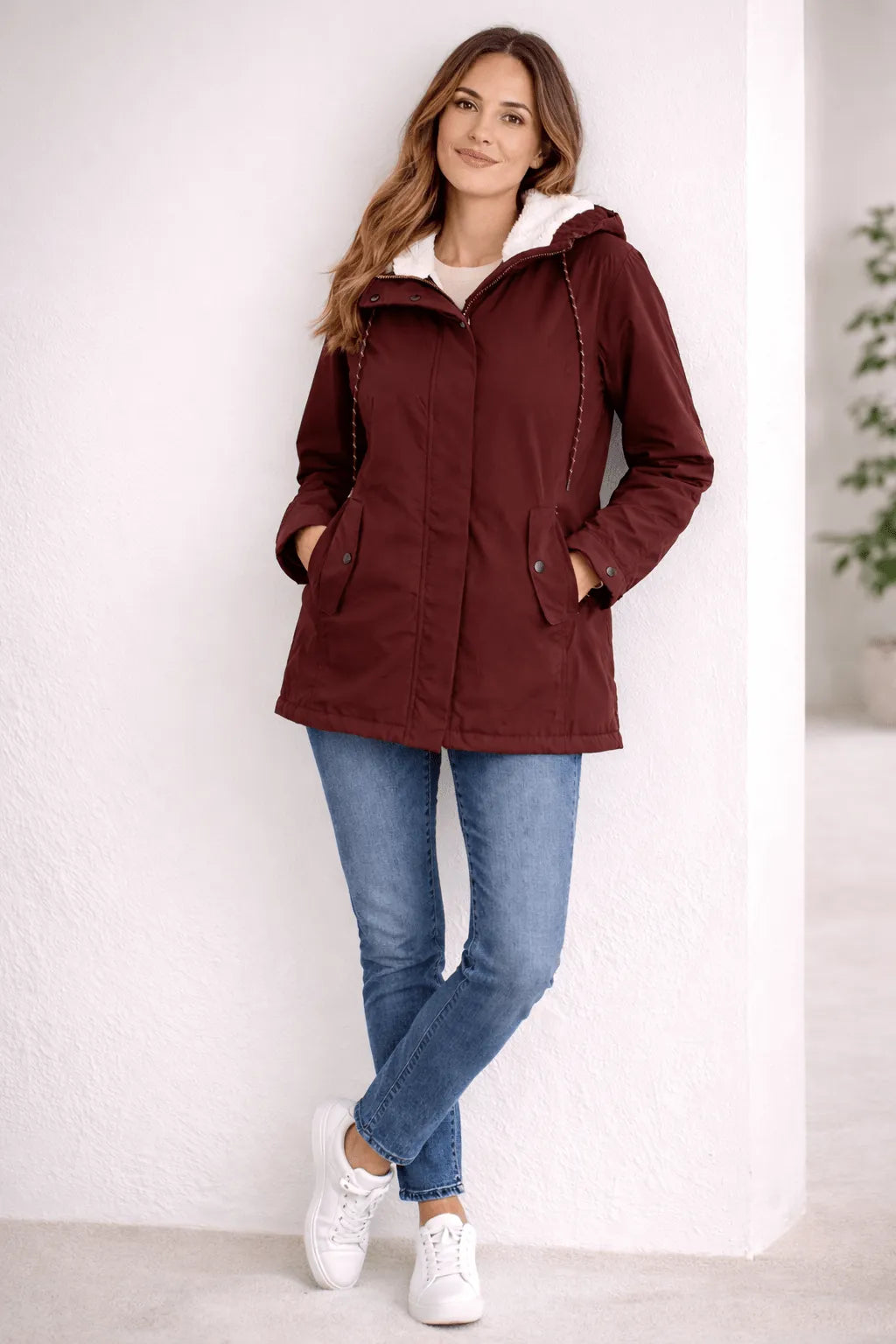 Miss | Jas Dames Gewatteerd Capuchon Ritssluiting Midi - Polyester - Miss Madera MIS-67K1Z0
