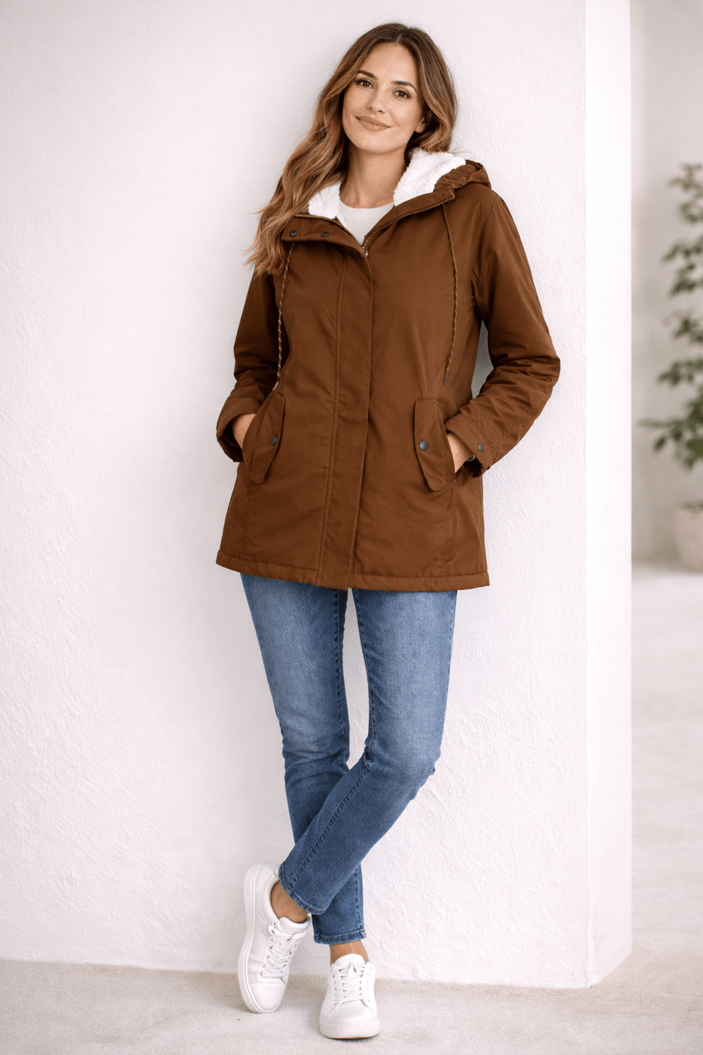 Miss | Jas Dames Gewatteerd Capuchon Ritssluiting Midi - Polyester - Miss Madera MIS-8D8OTT