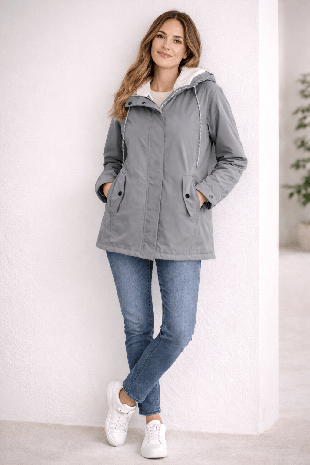 Miss | Jas Dames Gewatteerd Capuchon Ritssluiting Midi - Polyester - Miss Madera MIS-51446M