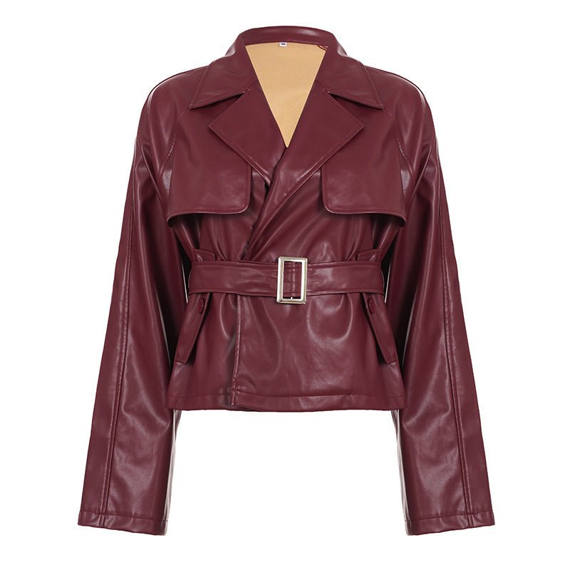 Miss | Jas Dames Korte Trenchcoat Cape-detail Getailleerd - Kunstleer - Miss Madera MIS-Y6QNUO
