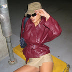 Miss | Jas Dames Korte Trenchcoat Cape-detail Getailleerd - Kunstleer - Miss Madera MIS-Y6QNUO
