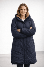 Miss | Jas Dames Lang Gewatteerd Capuchon Fleece Voering - Miss Madera MIS-S538XG