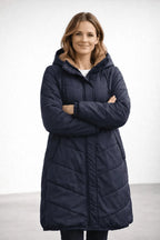 Miss | Jas Dames Lang Gewatteerd Capuchon Fleece Voering - Miss Madera MIS-S538XG