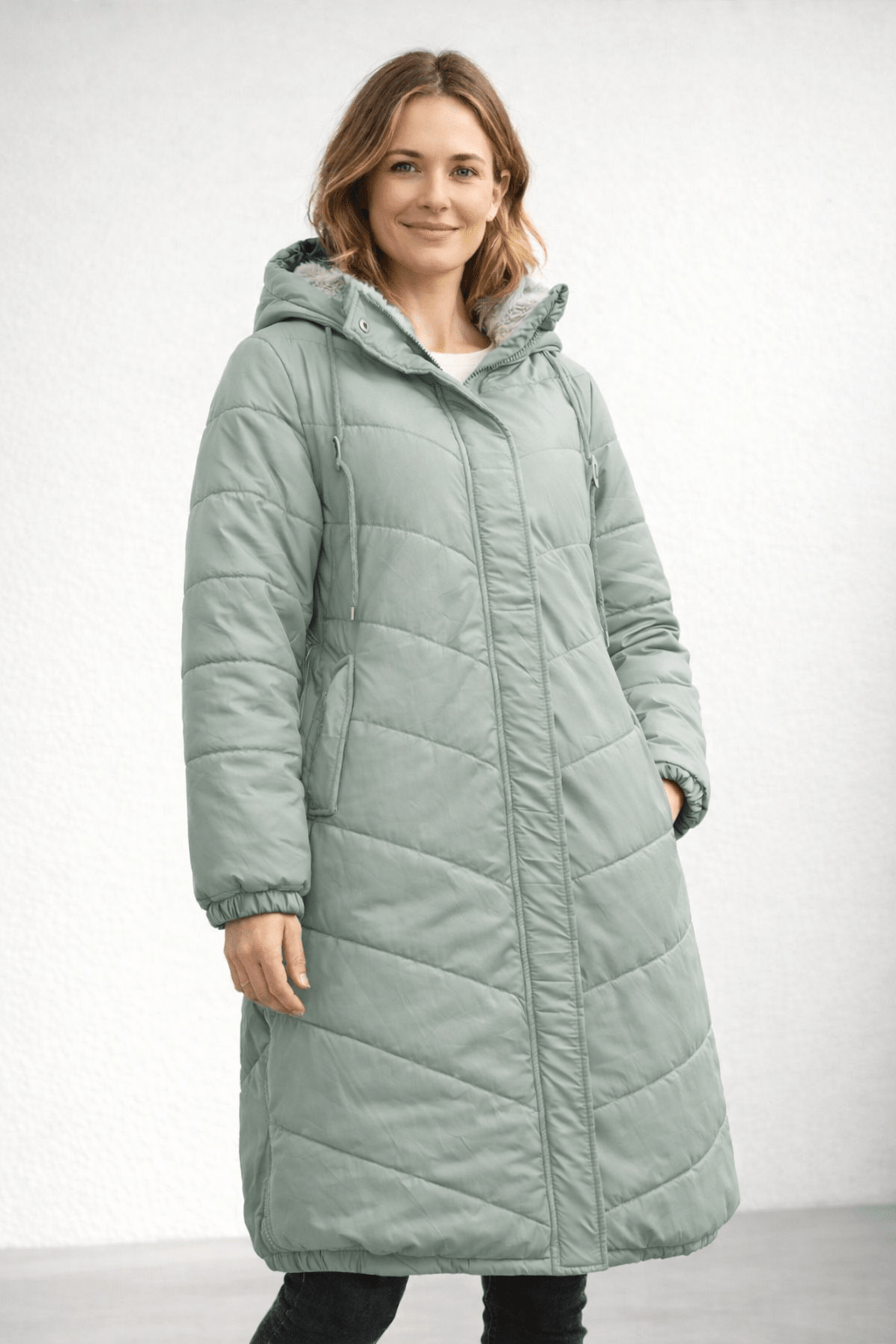Miss | Jas Dames Lang Gewatteerd Capuchon Fleece Voering - Miss Madera MIS-UZT7MW