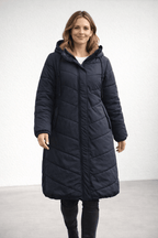 Miss | Jas Dames Lang Gewatteerd Capuchon Fleece Voering - Miss Madera MIS-S538XG