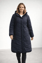 Miss | Jas Dames Lang Gewatteerd Capuchon Fleece Voering - Miss Madera MIS-S538XG