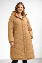 Miss | Jas Dames Lang Gewatteerd Capuchon Fleece Voering - Miss Madera MIS-FUJ39S