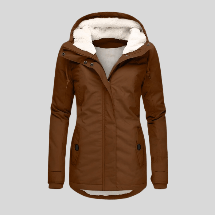 Miss | Jas Dames Lang Waterdicht Capuchon Getailleerd - Polyester - Miss Madera MIS-3DJ2BY