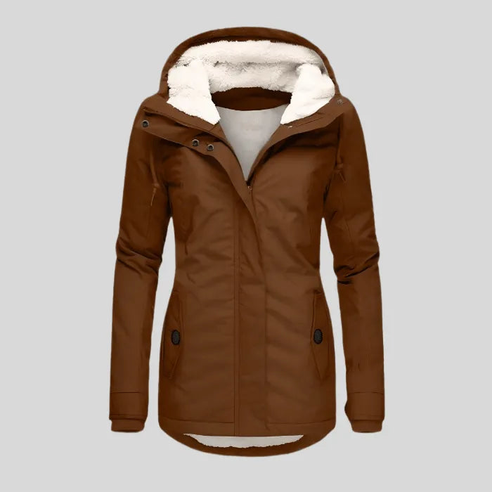 Miss | Jas Dames Lang Waterdicht Capuchon Getailleerd - Polyester - Miss Madera MIS-3DJ2BY