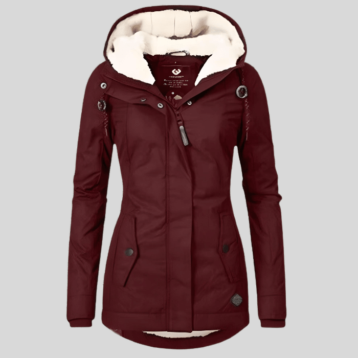 Miss | Jas Dames Lang Waterdicht Capuchon Getailleerd - Polyester - Miss Madera MIS-5WXSND
