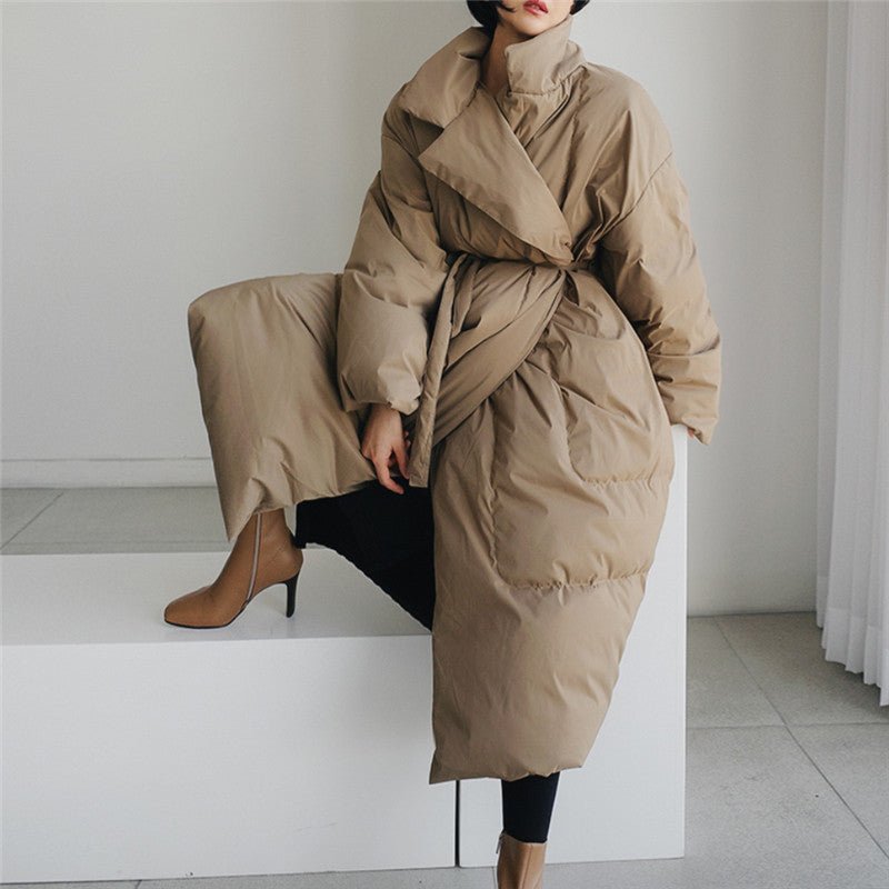 Miss | Jas Dames Maxi Gewatteerd Hoge Kraag Oversized - Miss Madera MIS-UKMOQF