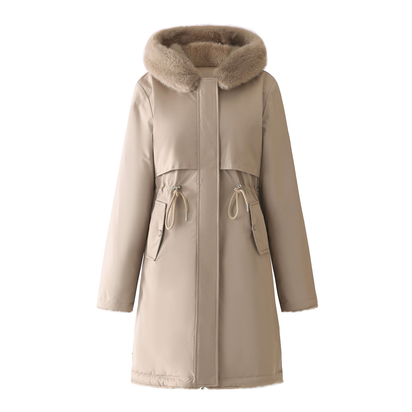 Miss | Jas Dames Middellange Parka Afneembare Capuchon Taillekoordje - Polyester - Miss Madera MIS-5T07PB