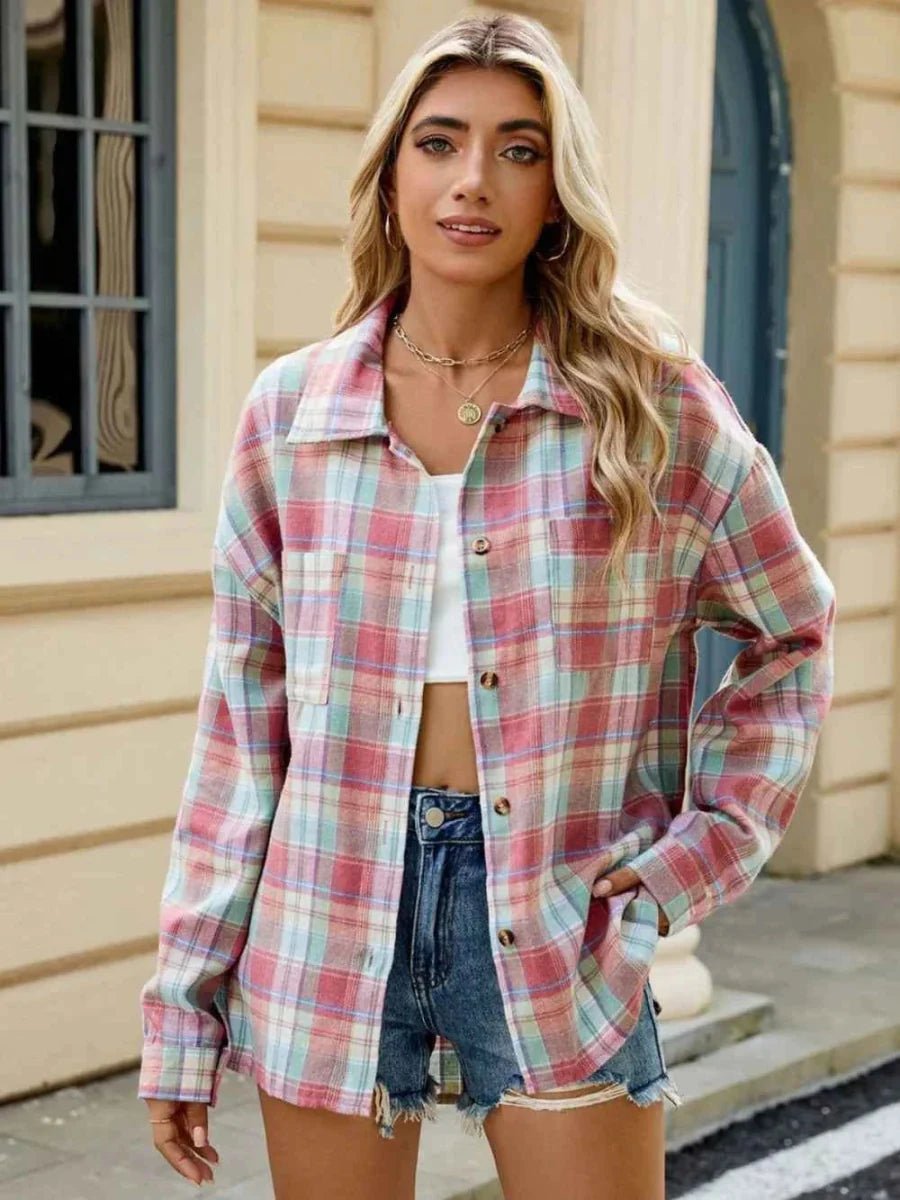 Miss | Jas Dames Overshirt Geruit Losse Pasvorm Knoopsluiting - Miss Madera MIS-VB28LX